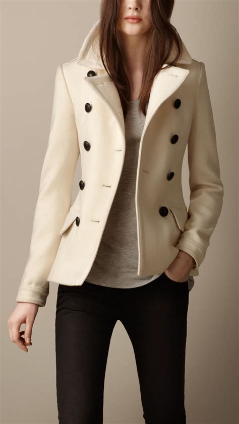 burberry winter white peacoat|Burberry wool coats for women.